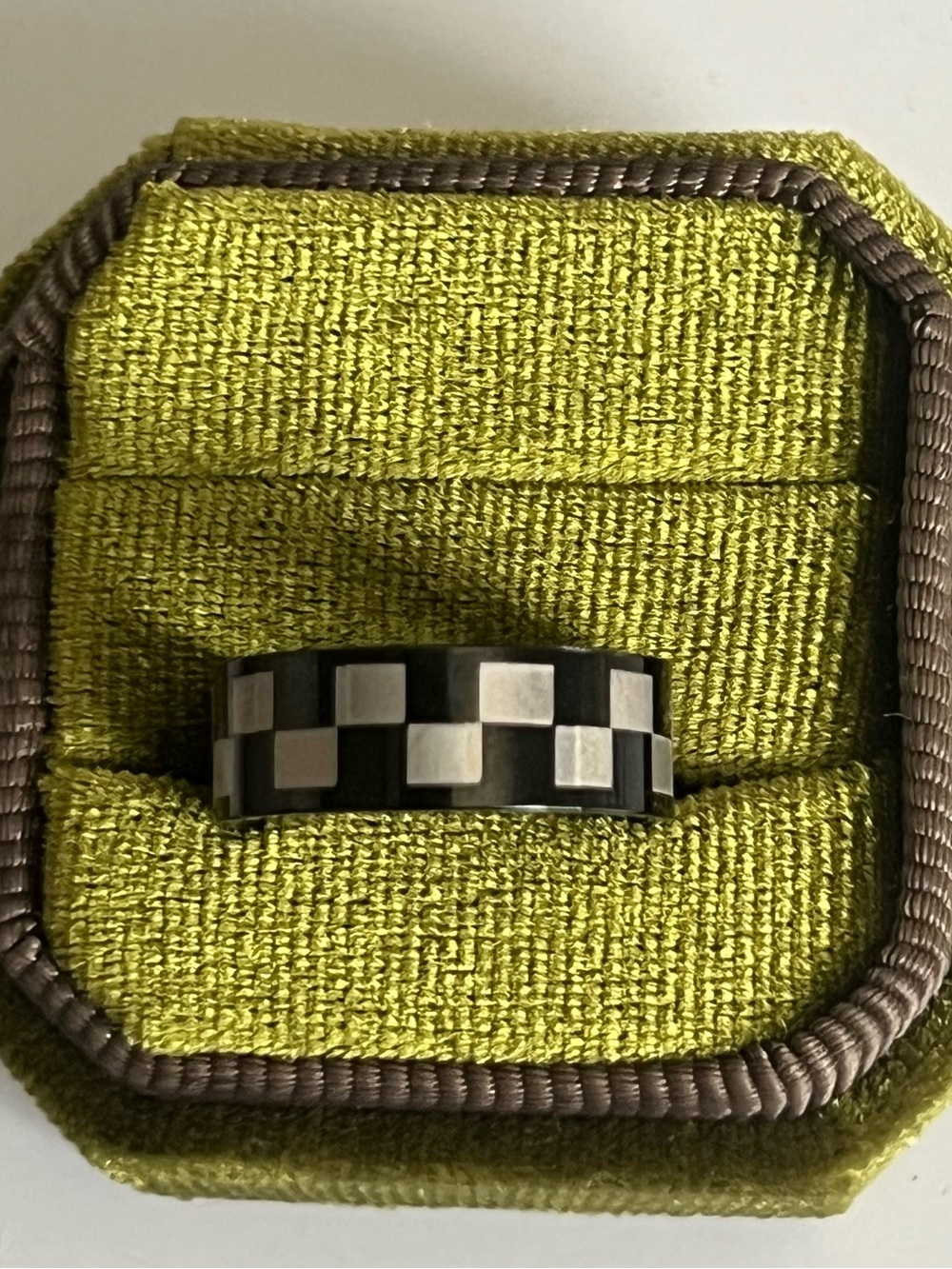Punk Design Black and White Checkered 6mm Band Size 6.5